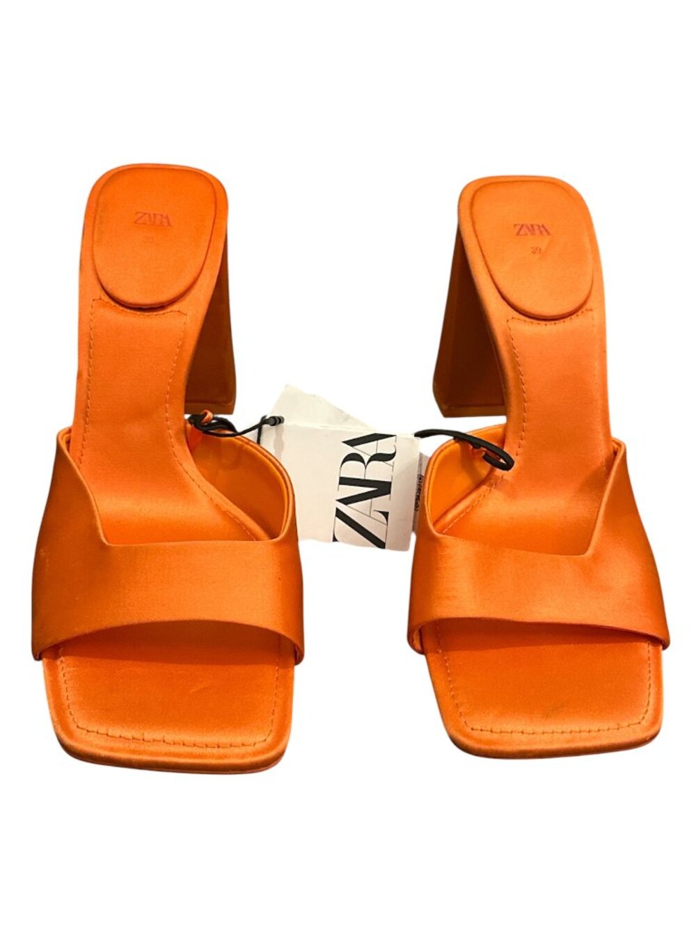 Zara Women's Square Toe Heels, Orange Tan, 39-8